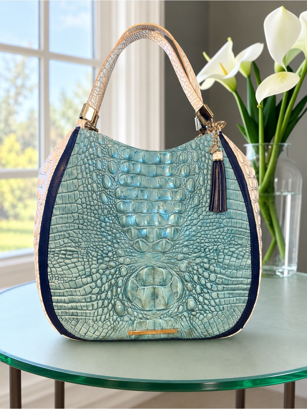 Brahmin Marianna Tote in Astral Rahma | Croc Embossed Leather Shoulder Bag